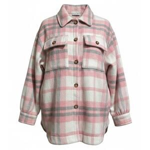 NWT | Katydid Pink & Gray Plaid Shacket | Women's M